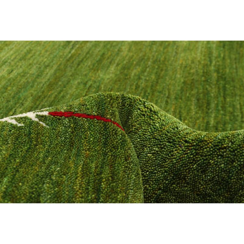 ECARPETGALLERY Hand Loomed Kashkuli Gabbeh Green Wool Rug - 5'0 x 7'10