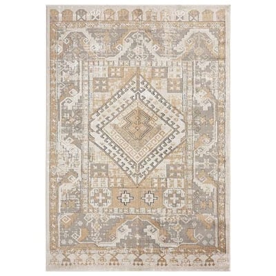 Tupelo Beige And Grey Tribal Medallion Rug