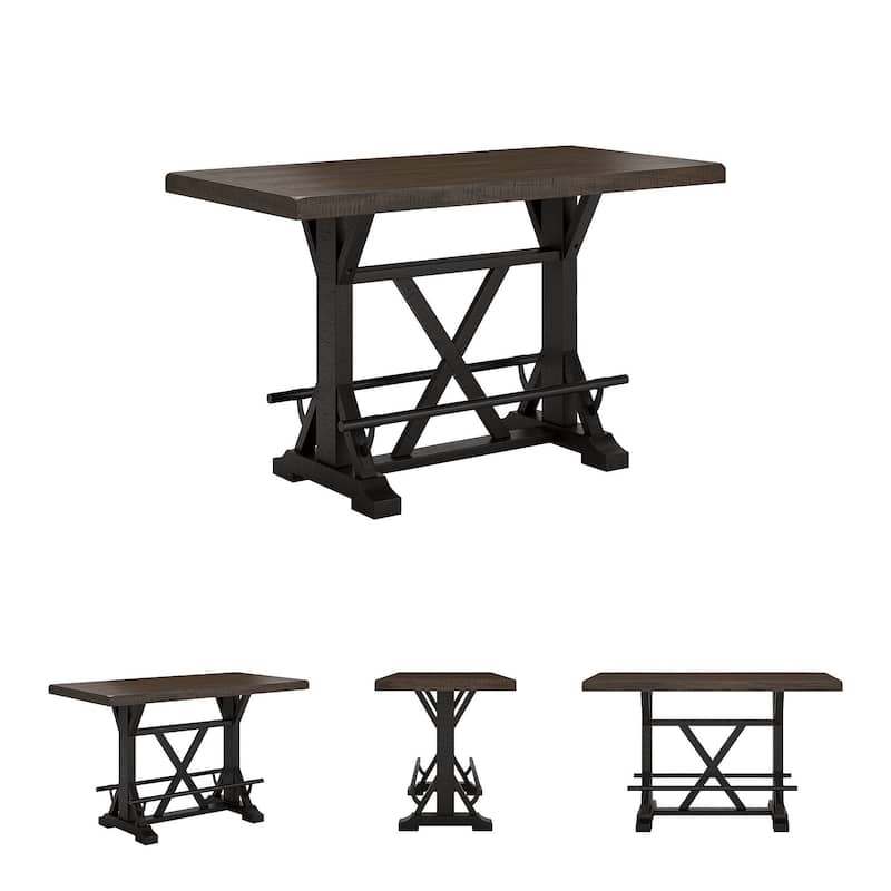 Signature Design by Ashley Valebeck Black/Brown Rectangular Dining Counter Table - 30"W x 60"D x 36"H