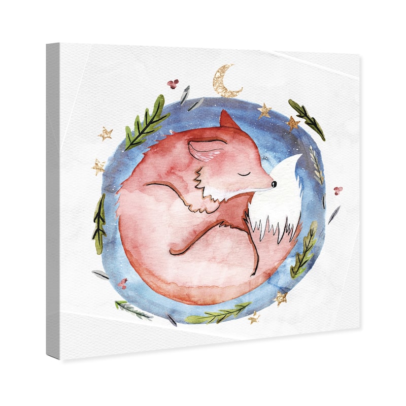 Wynwood Studio Canvas Animals Sleeping Pastel Fox Red and Maroon Rustic Wall Art Canvas Print