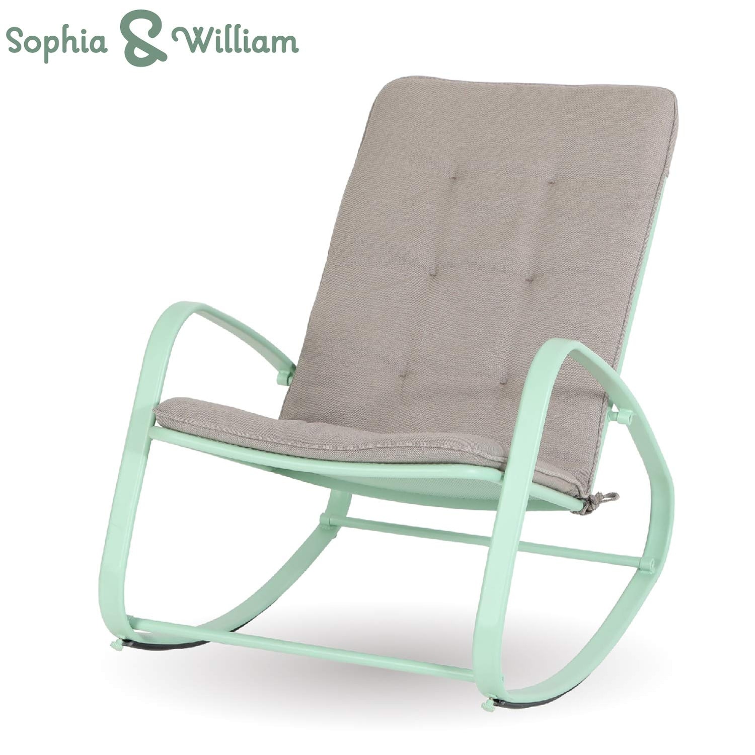 sophia and william outdoor patio rocking chair padded steel rocker chairs  support 300lbs
