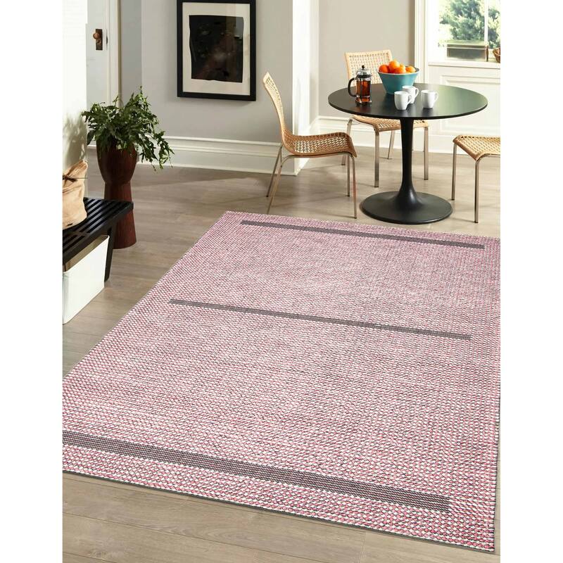 ECARPETGALLERY Braid weave Sienna Salmon Wool Rug - 5'0 x 8'1