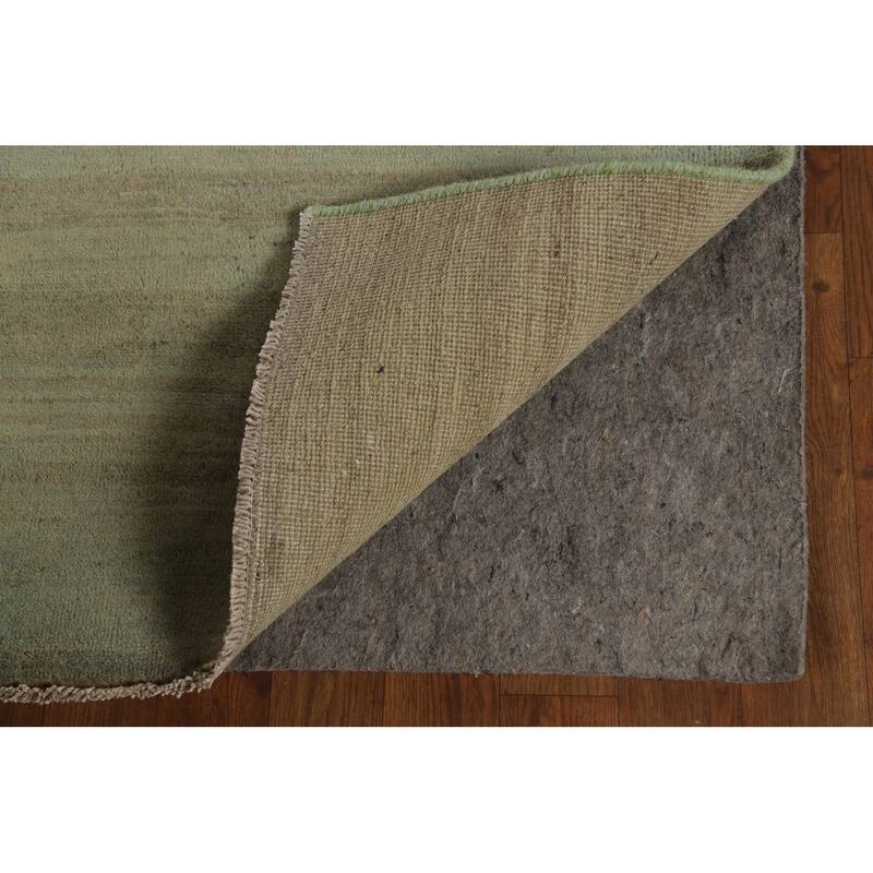 Light Green Striped Gabbeh Oriental Foyer Rug Handmade Wool Carpet - 2'8"x 4'1"