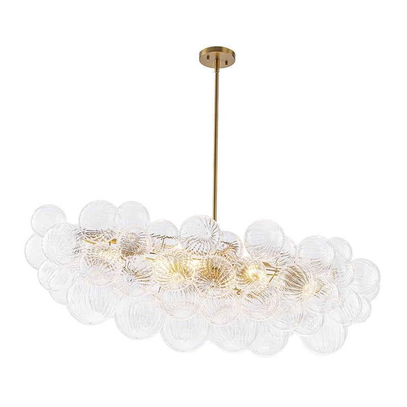 Glam 6-Light Waxing Crescent Striped Glass Cluster Bubble Chandelier - 47.2 in
