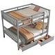 preview thumbnail 15 of 34, Full Over Full Rubber Wood Convertible into 2 Full Beds Bunk Bed with 2 Drawers ,Ladder and Safety Guardrails