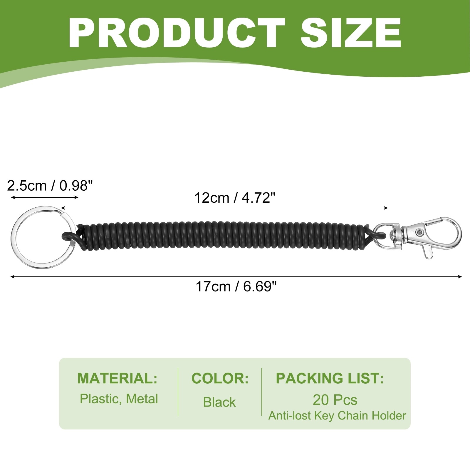 Retractable Coil Springs Keychain, Spiral Cord Coil Keychain, Anti-lost Key Chain Holder with Lobster Clasp