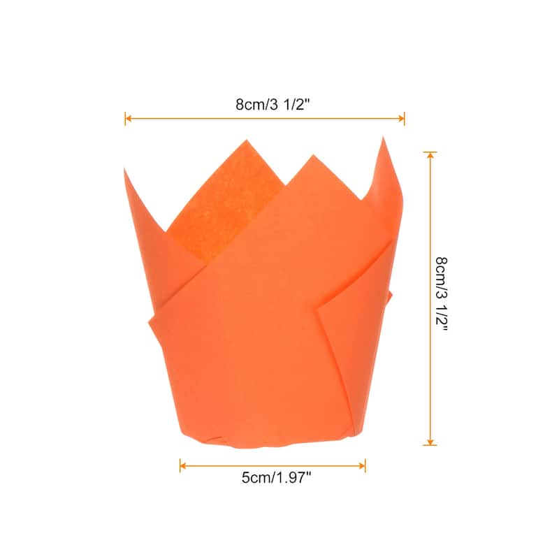 100Pcs Tulip Cupcake Liners Standard Paper Baking Cups Disposable - Orange