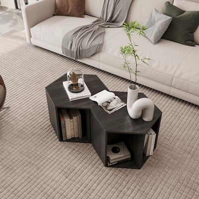Hexagonal Coffee Table Side Table 2PCS