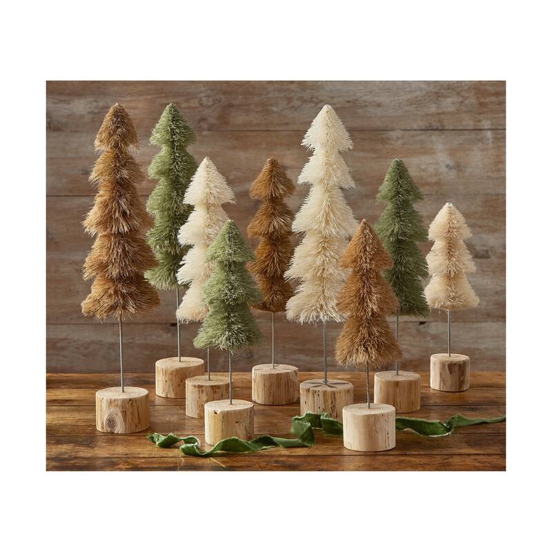 Sisal Christmas Tree Decorations for Tabletop or Mantel Large Taupe 18 inch - Brown