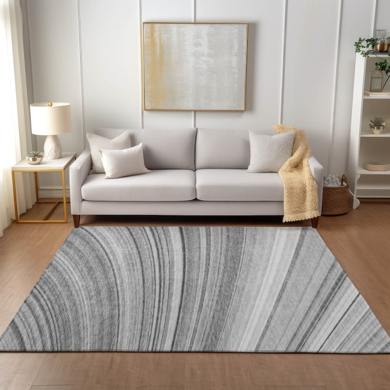 Machine Washable Indoor/ Outdoor Chantille Modern Burst Rug - Gray - 10' x 14'