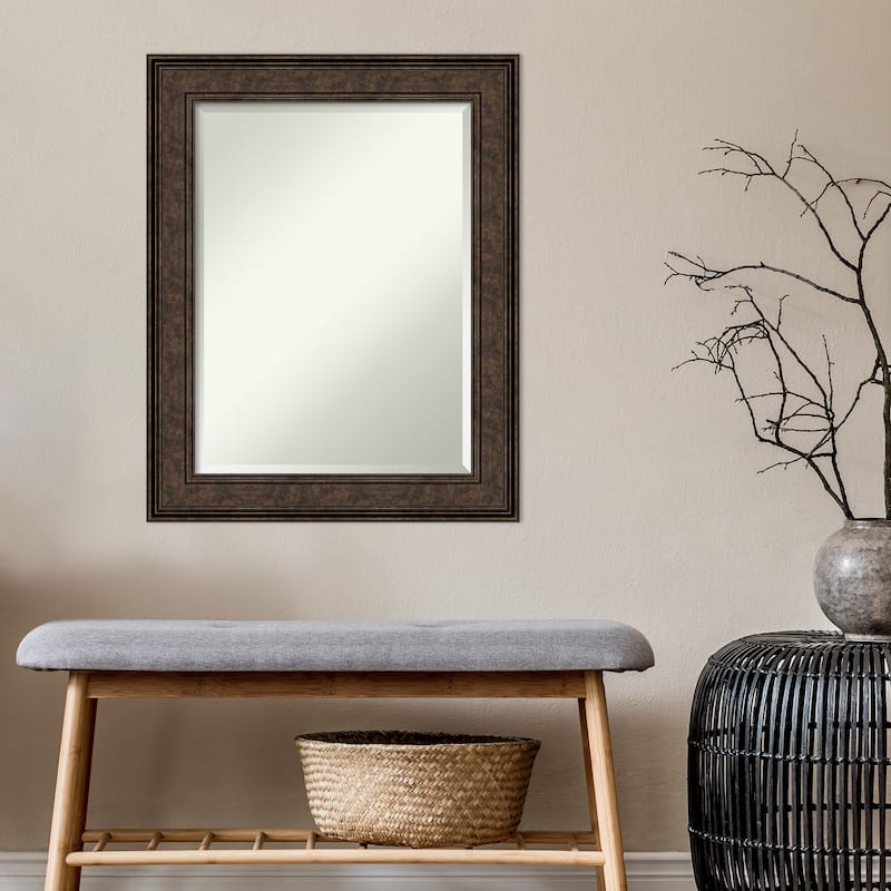Beveled Wall Mirror - Ridge Black Frame