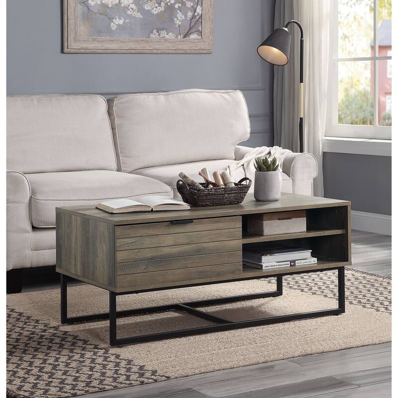 Rustic Oak & Black Finish Coffee Table Bed Bath & Beyond 35061315