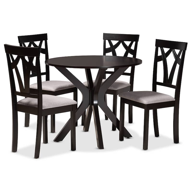 Luise Modern and Contemporary 5-Piece Wood Dining Set-Grey/Dark Brown - 5-Piece - Grey, Dark Brown