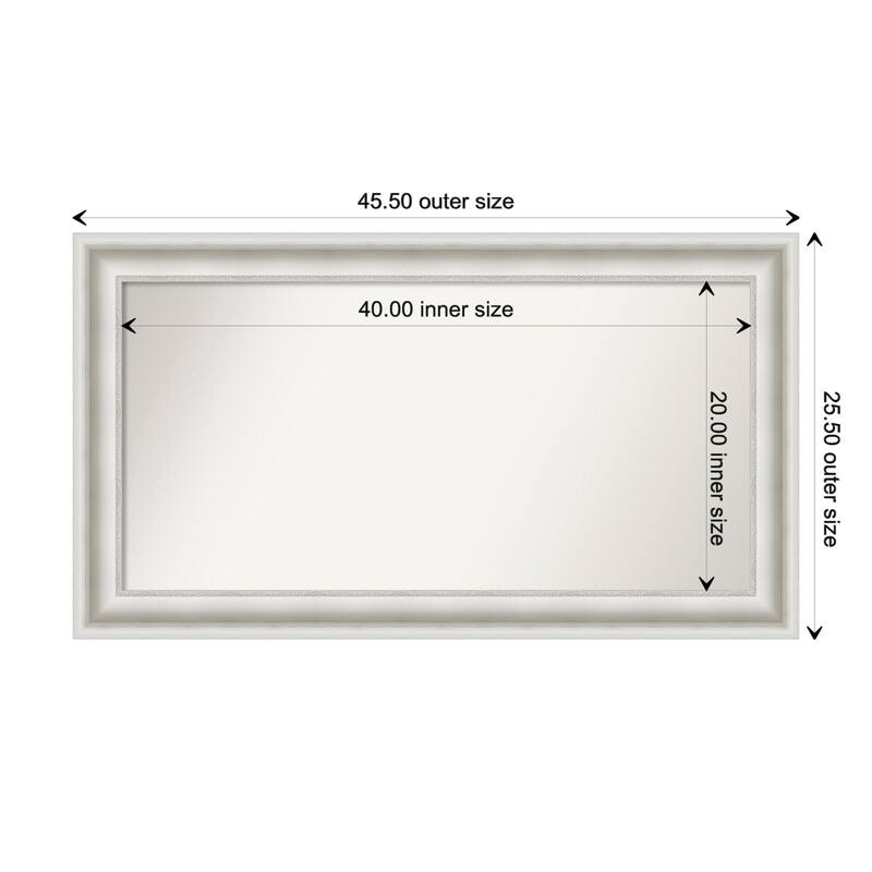 Parlor White Framed Non-Beveled Custom Wall Mirror, Bathroom Vanity Mirror - Outer Size: 45.5 x 25.5
