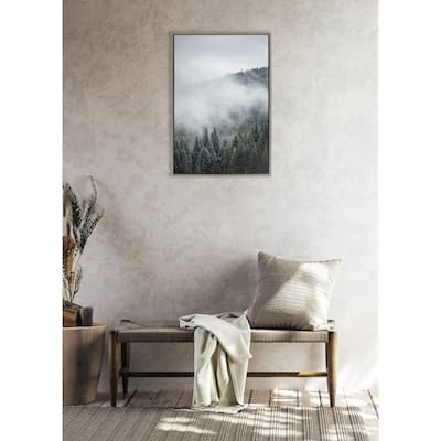 Kate and Laurel Sylvie Evergreens In Fog Framed Canvas by Emiko and Mark Franzen of F2Images