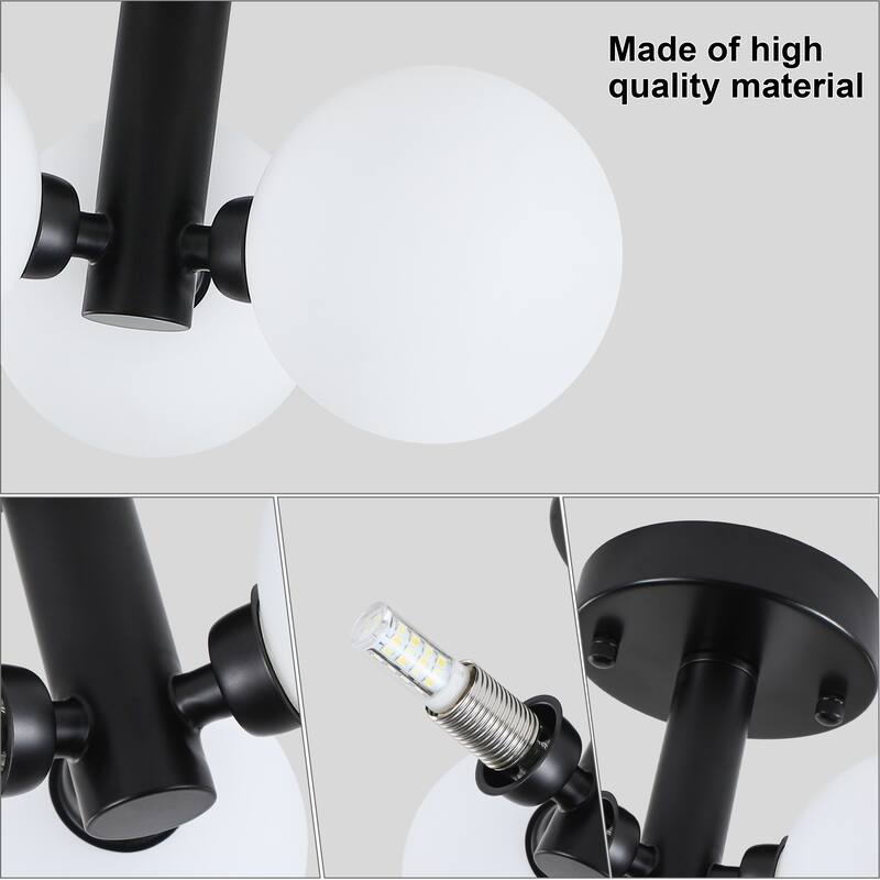 3-Light Glass Semi Flush Mount