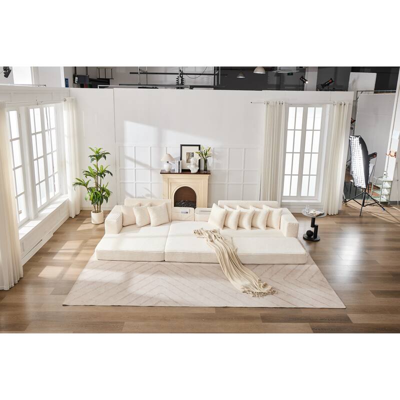 Convertible Corduroy Sofa Bed, Foldable Floor Couch, Space-Saving Sleeper Mattress Sofa, Multi-Functional Folding Bed