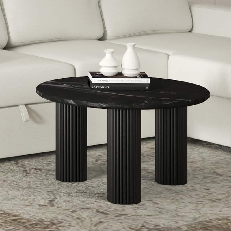 Mid-Century Modern Solid Wood & Marble Coffee Table