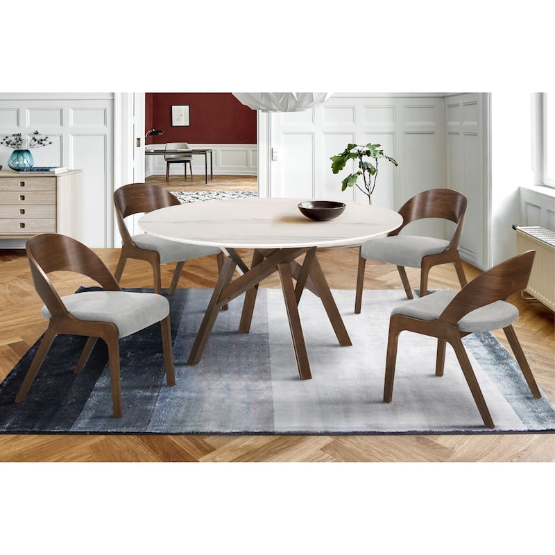 Polly Walnut or Black Wood Mid-Century Modern Kitchen Dining Chairs - Set of 2