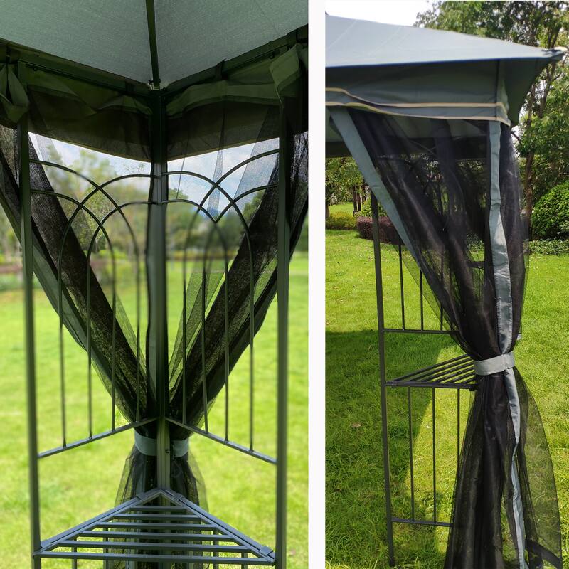 10x10 Outdoor Patio Gazebo Canopy Tent With Ventilated Double Roof And Mosquito net(Detachable Mesh Screen On All Sides)