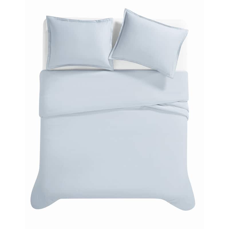 Vince Camuto Solid 400TC Percale 3 Piece Duvet Cover Set