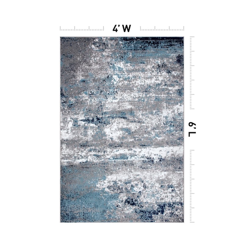 World Rug Gallery Distressed Abstract Watercolor Area Rug