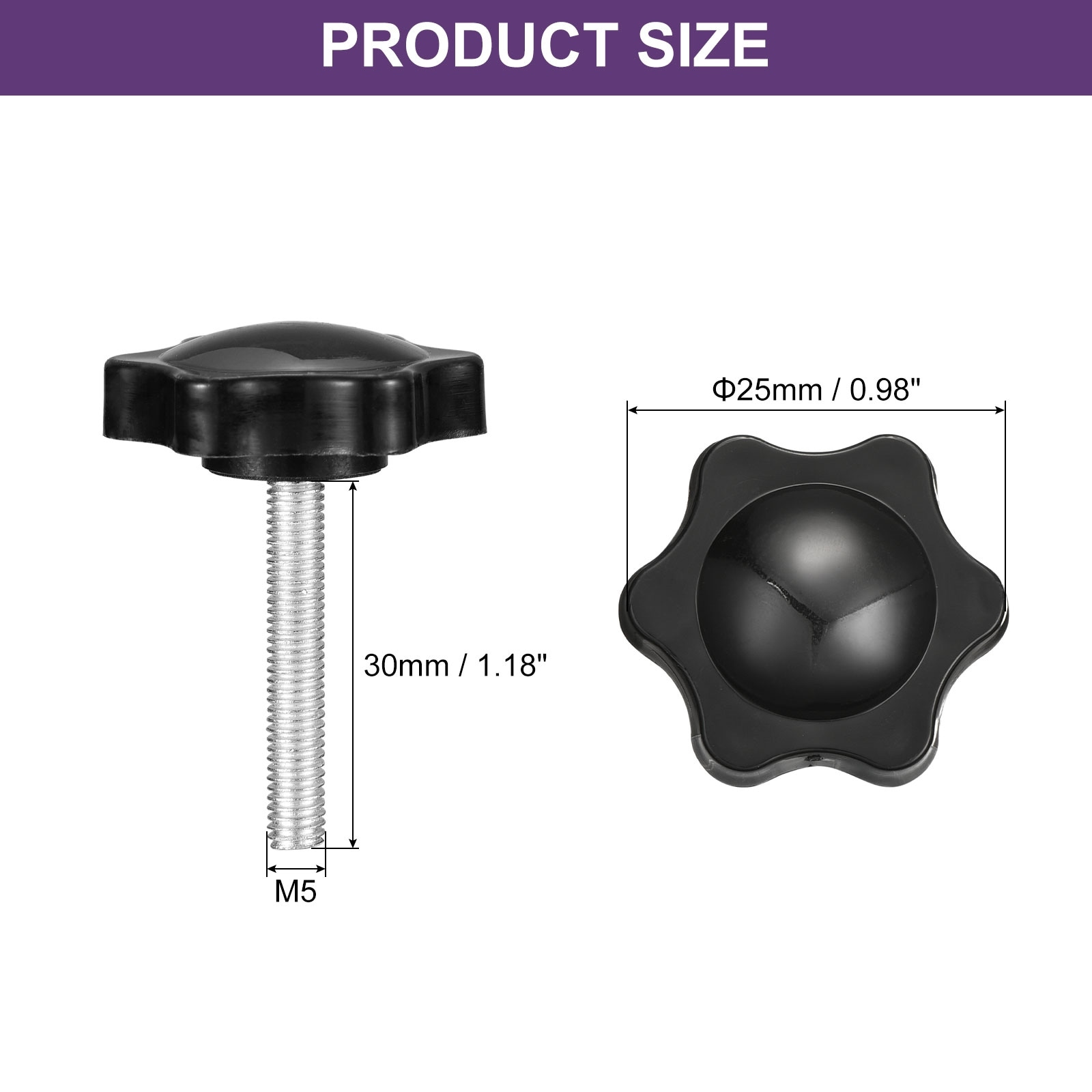 Clamping Screw Knob, Hex Shaped Star Knob Plastic Grips Hand Tightening Screw Handle for Umbrella Base Mechanical Furniture