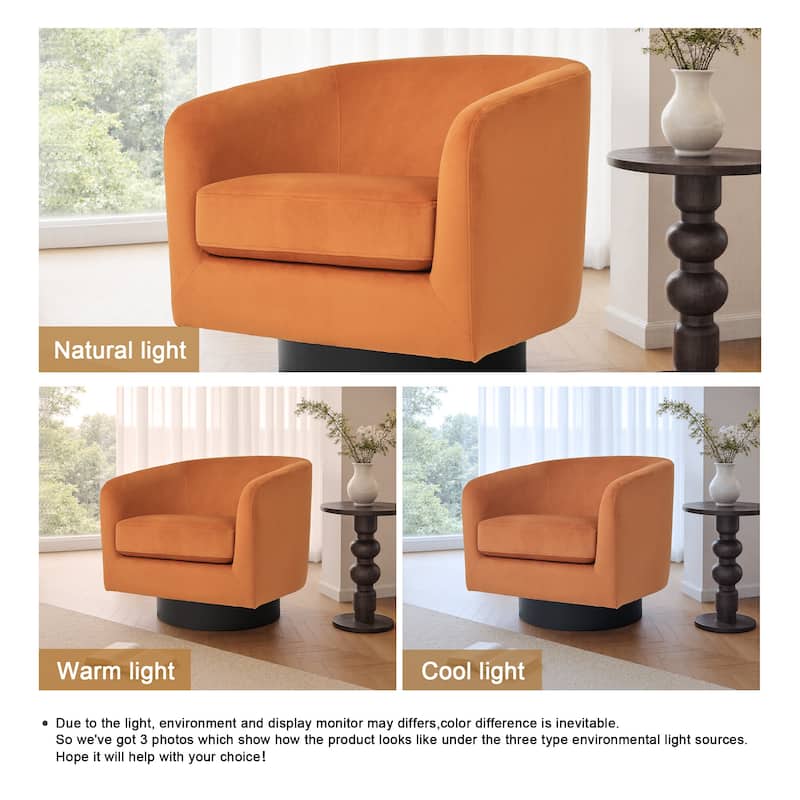 UIXE Set of 2 Swivel Barrel Accent Chair Velvet Armchair For Living Room