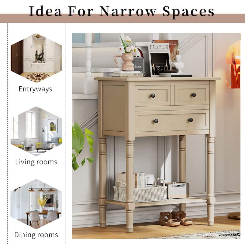 Modern Console Table with Three Storage Drawers