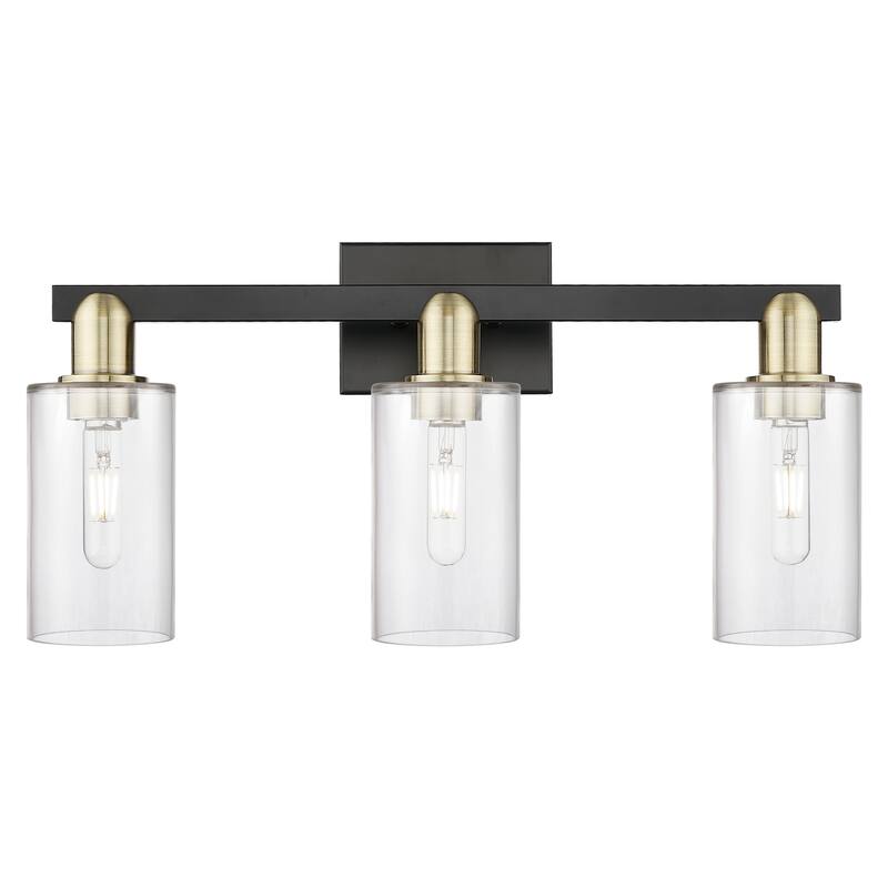 Innovations Lighting Endless Possibilities Arcadia - Clymer - 3 Light 23" Bath Vanity Light - Clear/Black Antique Brass