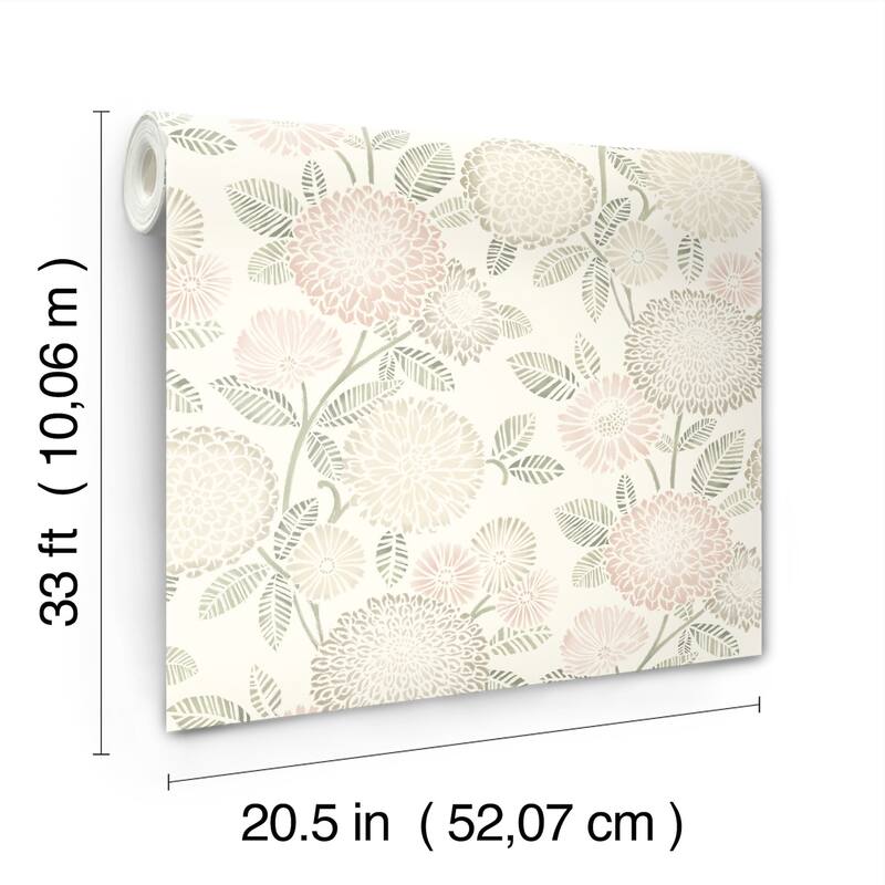 Chesapeake Zalipie Blush Floral Trail Wallpaper