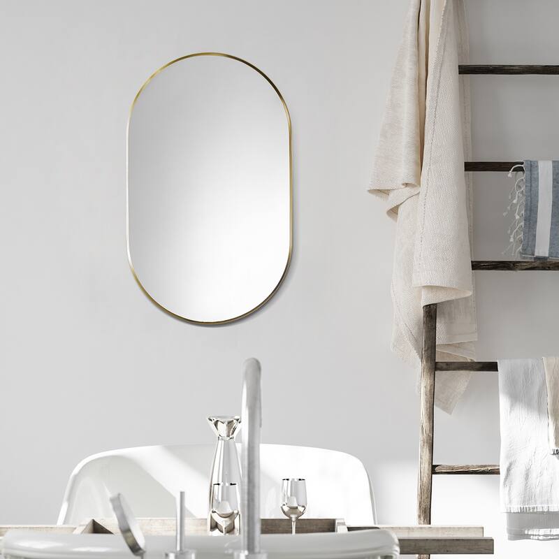 Altair Ispra Oval Bathroom/Vanity Aluminum Framed Wall Mirror - 36 in.
