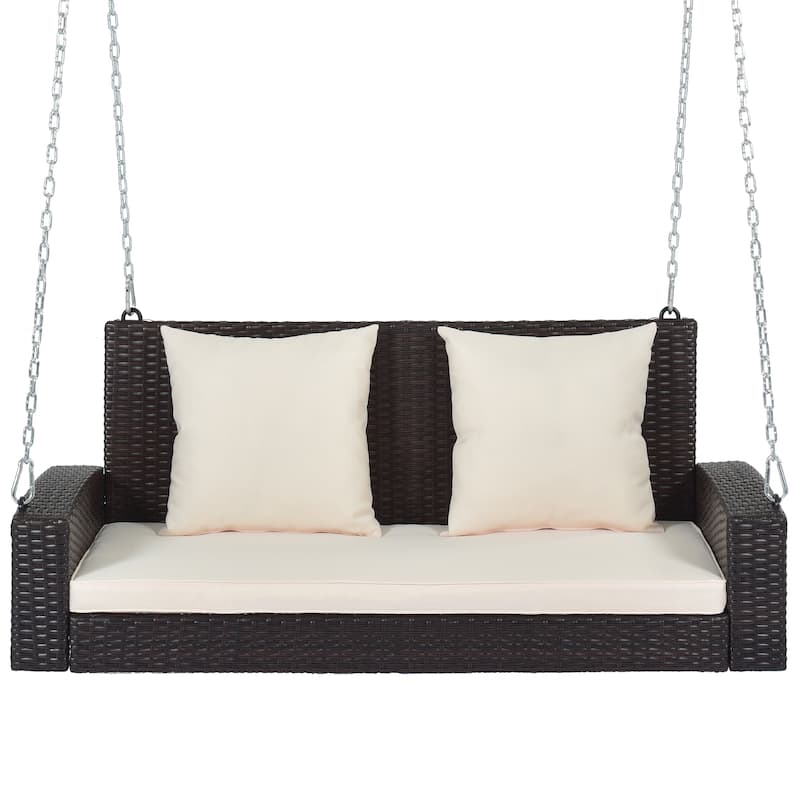Wicker 2-Person Porch Swing with Chains