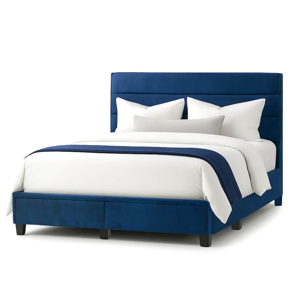 Arnia Navy Blue Queen Bed Captain's Bed with Two Drawers