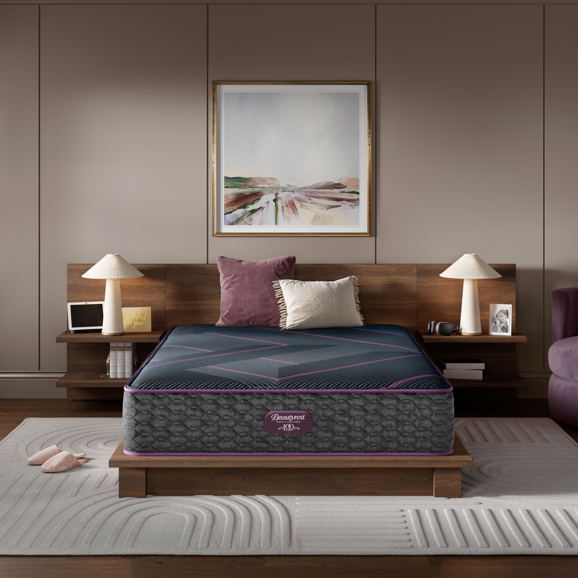 Beautyrest World Class Level Three Hybrid Plush Mattress - Dark Blue