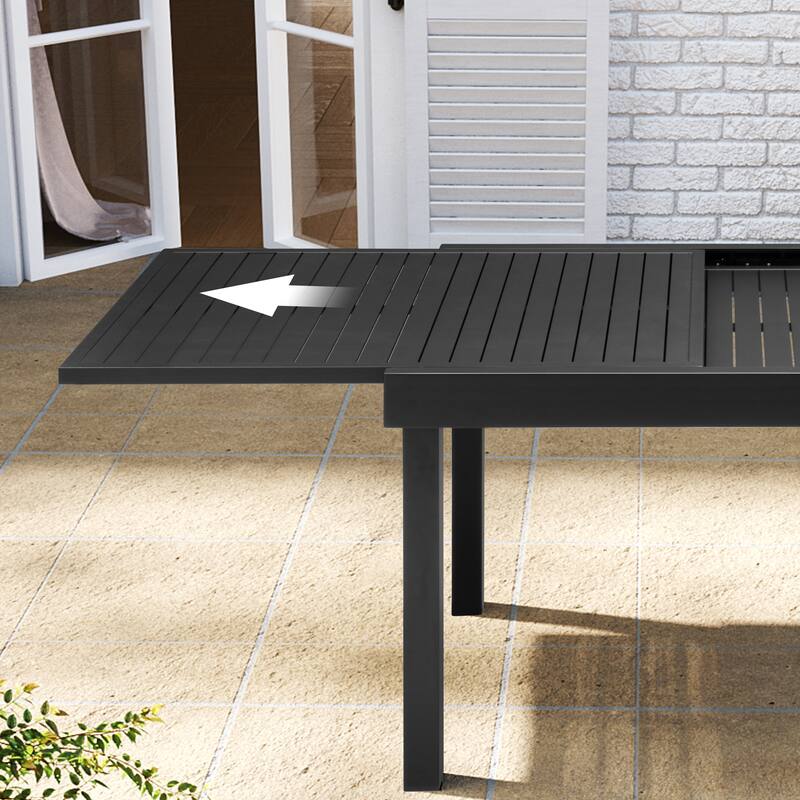 Outdoor 5/7/9-Piece Aluminum Patio Dining Set with Expandable Table and Folding Chairs
