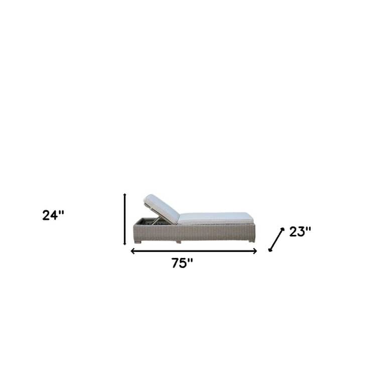 75" Brown Chaise Lounge With Beige Cushion