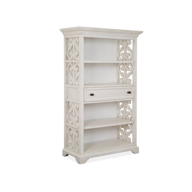 Magnussen Home Bronwyn Alabaster Bookcase - 40''W x 19.5''D x 68''H - Wood Finish - Alabaster