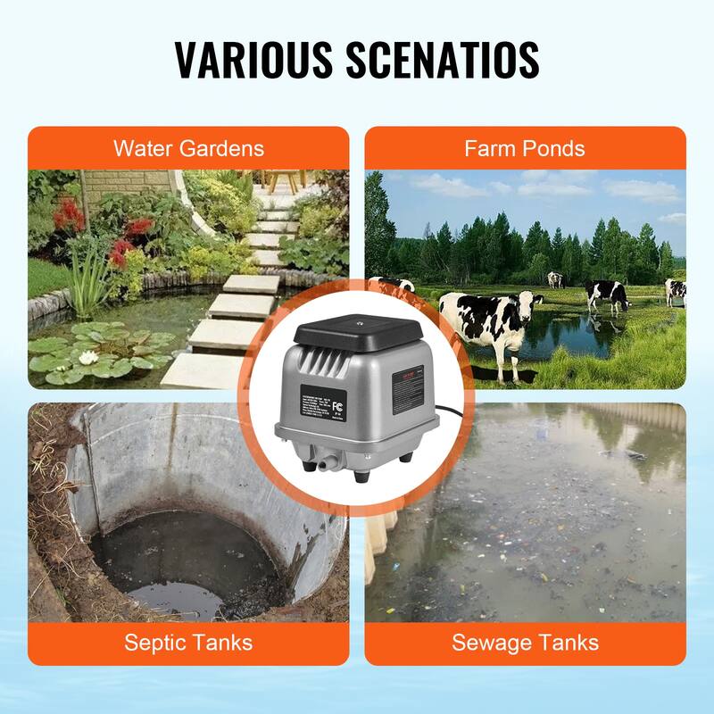 Linear Air Pump, Air Flow Septic Aerator Pump, Aeration System Water Gardens, Waste Treatment, Septic Tanks