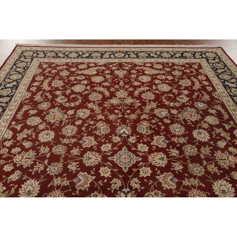 All-Over Floral Kashan Chinese Area Rug Hand-Knotted Wool Carpet - 8'7" x 11'7"