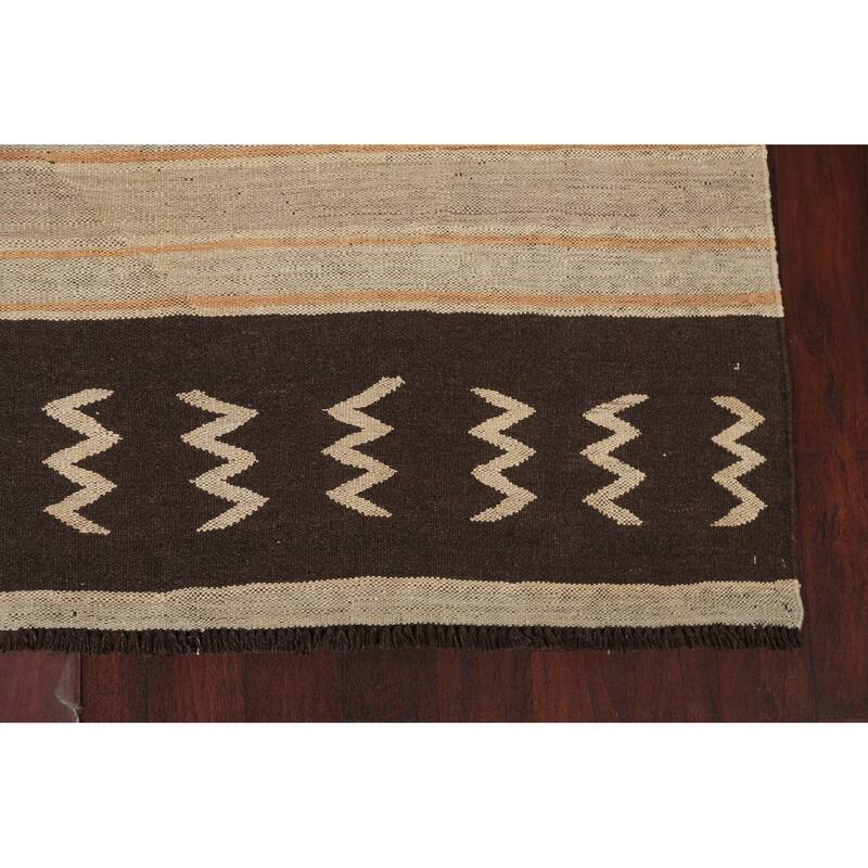 Natural Dye Kilim Geometric Tribal Oriental Area Rug Wool Flat-woven - 6'6" x 8'1"