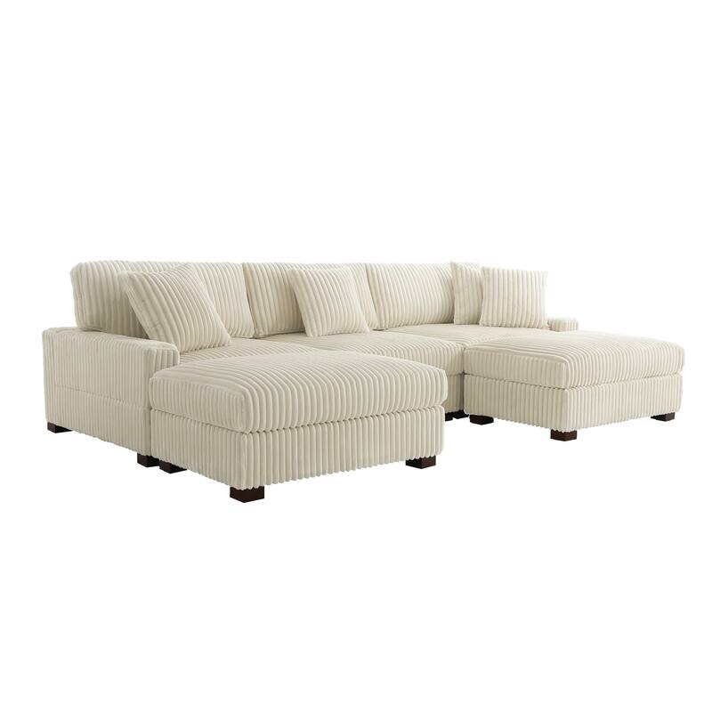Modular Sectional Sofa Set with Adjustable Headrests and Ottomans