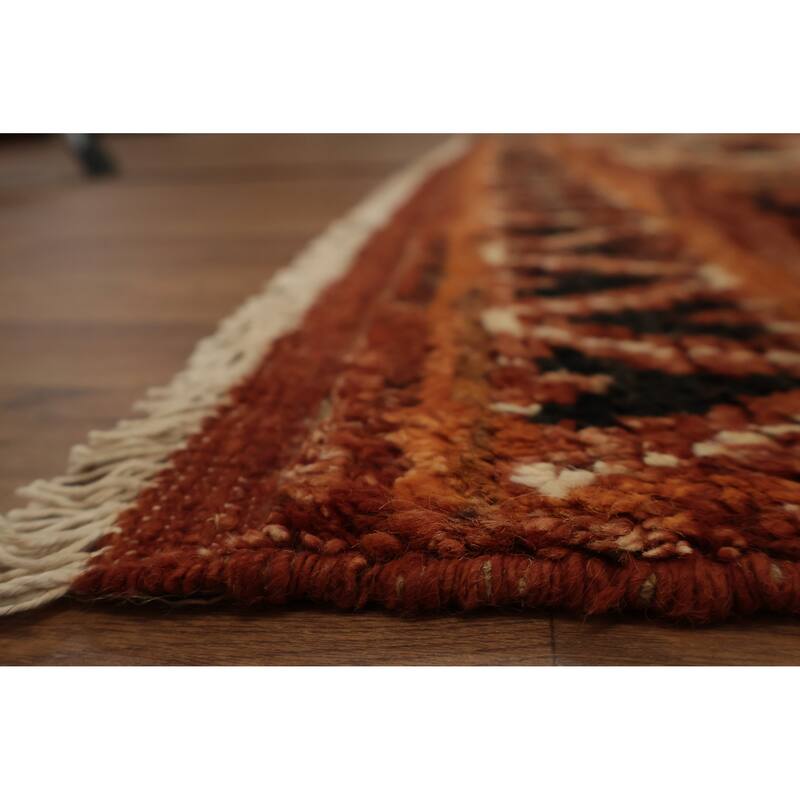 Hand Knotted Oriental 100% Wool Carpet Modern Tribal Oranges & Rust Moroccan Area Rug - 10' 0'' X 6' 8''