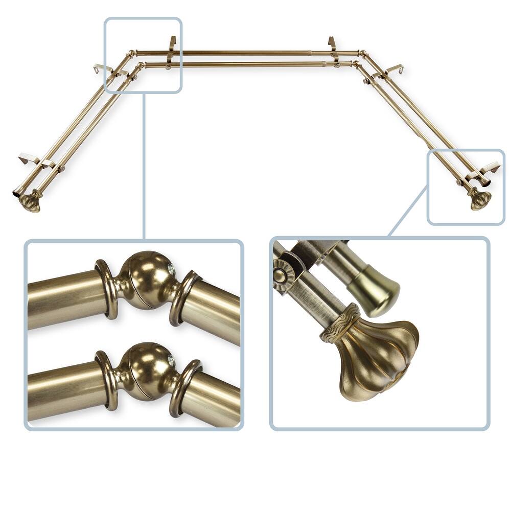 InStyleDesign Amor 13/16" Double Bay Window Curtain Rod