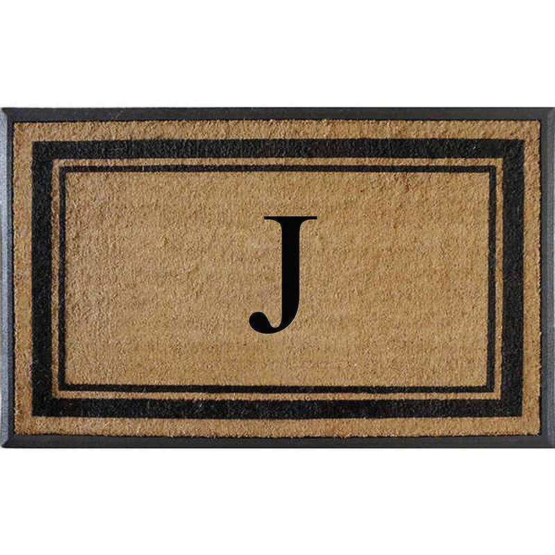 A1HC Markham Border Natural Flocked Rubber Large Doormat 30"x48" - Monogrammed J