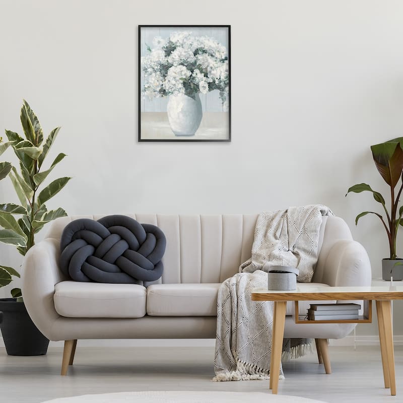 Stupell Timeless White Flower Vase Framed Giclee Art Design By Sally Swatland