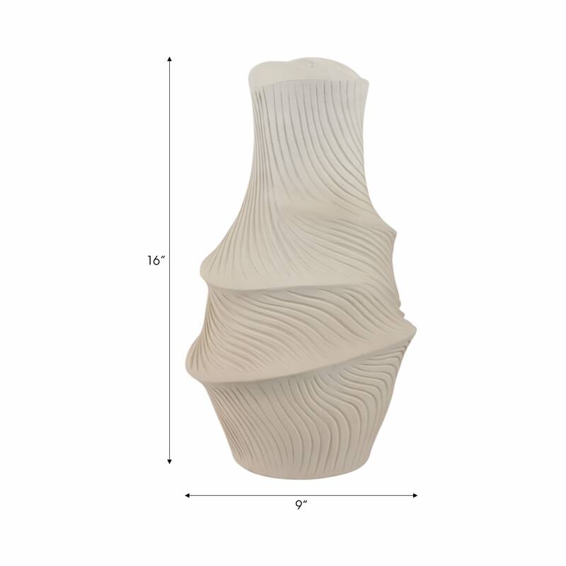 Resin Vase with Sculptural Textured Design and Curved Detailing
