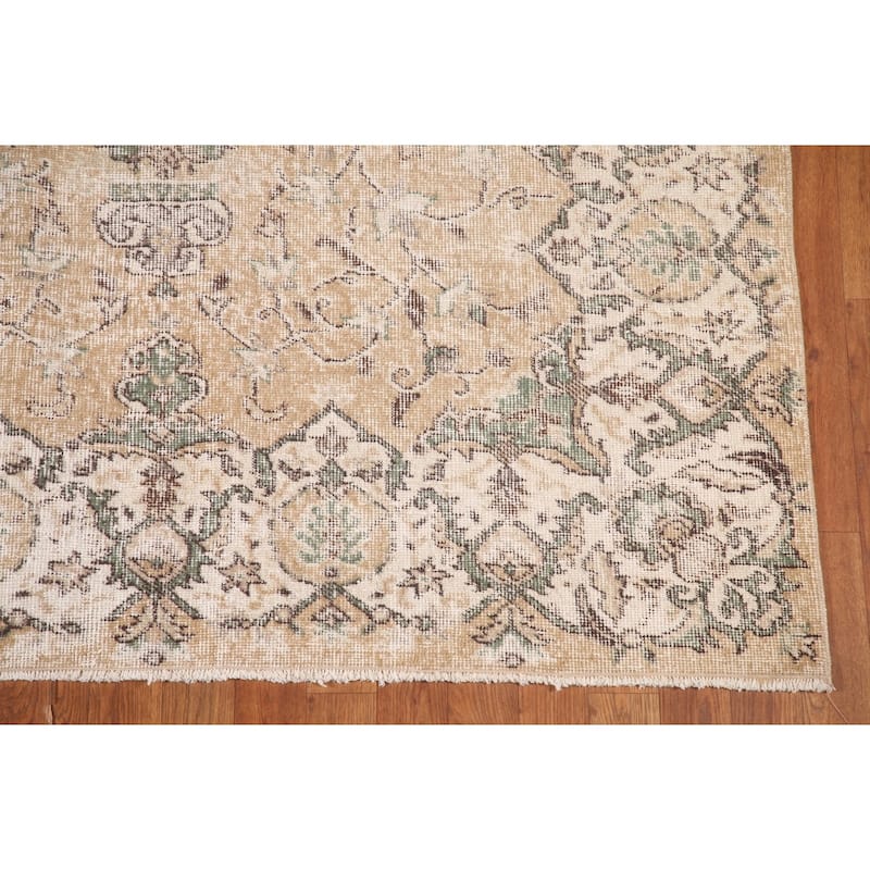 Distressed Sparta Oriental Vintage Area Rug Hand-Knotted Wool Carpet - 5'2" x 9'5"