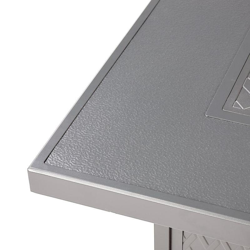 Square 42 in. x 42 in. Aluminum Propane Fire Pit Table with Glass Beads, Two Covers, Lid, 57,000 BTUs - N/A