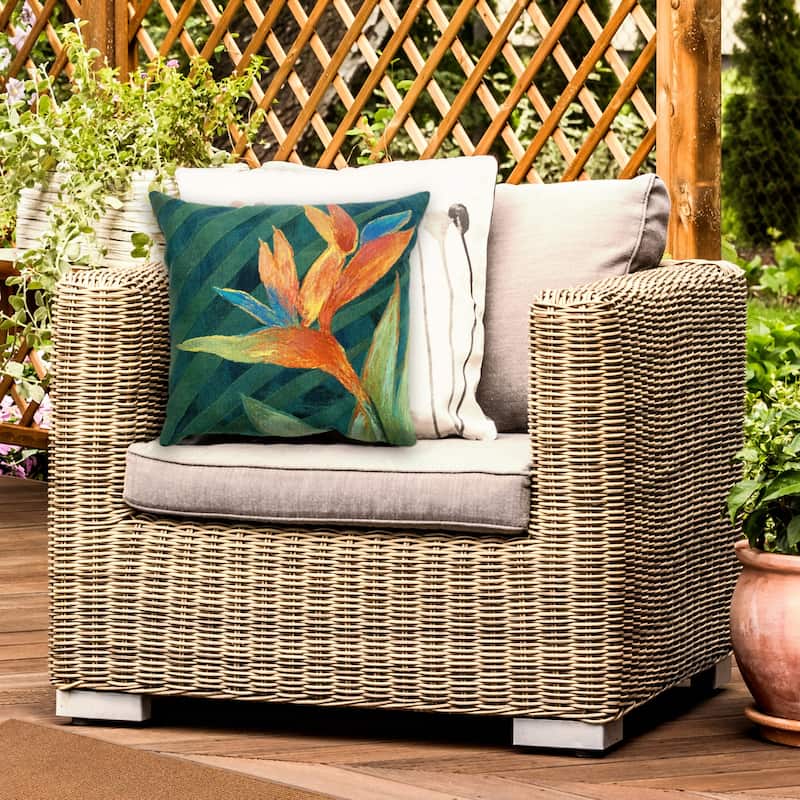 Liora Manne Visions IV Exotic Bloom Indoor/Outdoor Pillow - 20" x 20" - Green